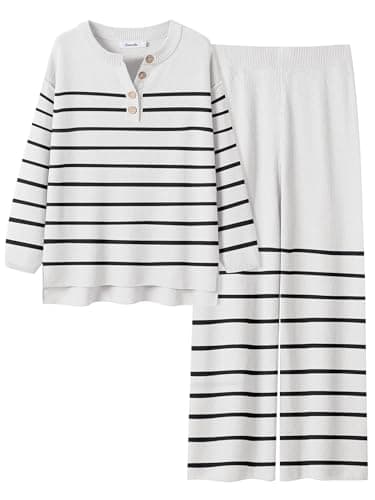 ANRABESS Women Oversized Waffle Knit Sweater Lounge Set 2025 Fall Trends
