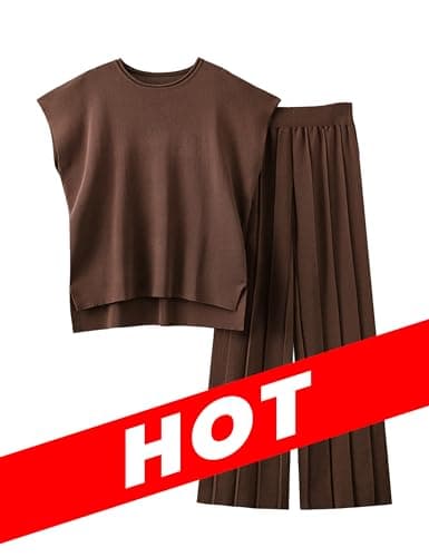 VATEAMI Women's High Waist Wide Leg Pullover Sweater Set