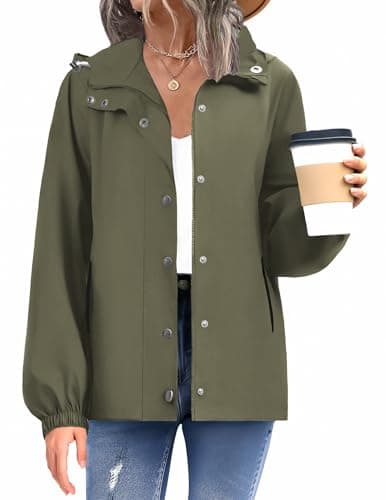 Zeagoo Women's Waterproof Rain Jacket with Hood - Lightweight Windbreaker Coated with Pockets