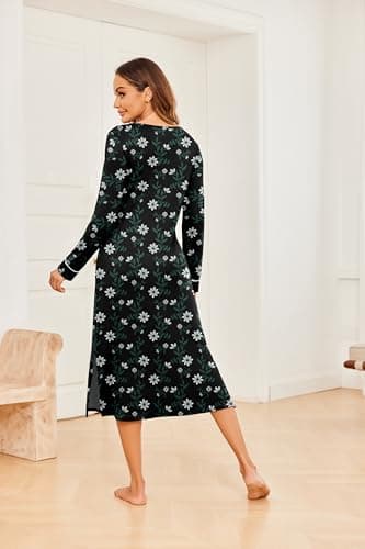 Ekouaer Soft Long Sleeve Nightgown for Women S-XXL