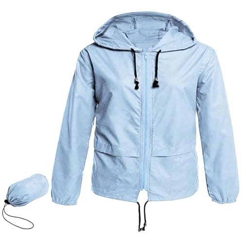 Zando Plus Size Women's Waterproof Hooded Raincoat Light & Packable