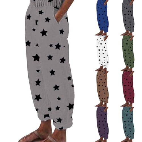 Women's Casual Star Print Linen Pants