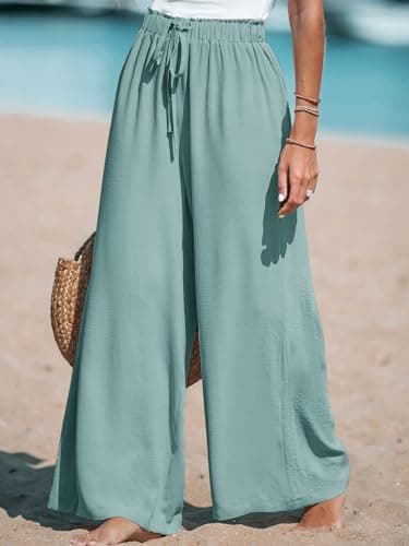 CUPSHE Women's High-Waisted Flowy Linen Palazzo Pants