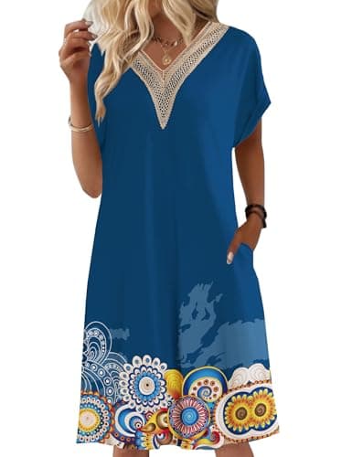 Women's Cotton Nightgown with Pockets and Lace V Neck for Bloggerlove