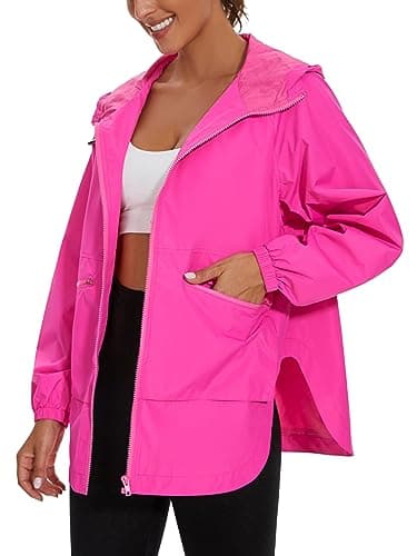 PESION Women's Waterproof Lightweight Raincoat with Pockets
