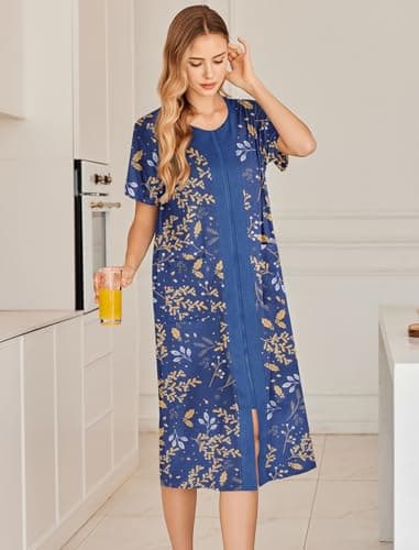 Ekouaer Soft Zipper Bathrobe for Women with Pockets
