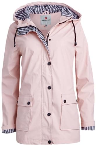 URBAN REPUBLIC Women's Water Resistant Rain Jacket with Pockets - S-3XL