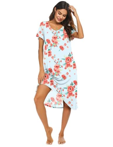 Ekouaer Comfy Plus Size Womens Short Sleeve Sleepwear S-3XL