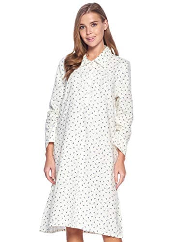 Women's Casual Flannel Floral Long Sleeve Nightgown