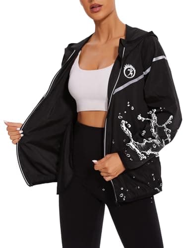 LAZAWG Women's Lightweight Waterproof Hooded Raincoat Windbreaker for Outdoor Activities