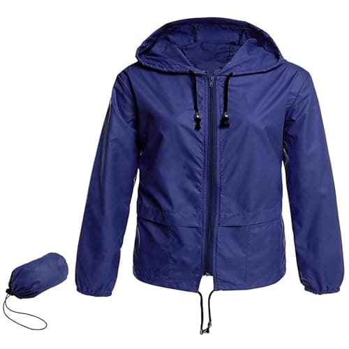 Zando Plus Size Women's Waterproof Hooded Raincoat Light & Packable