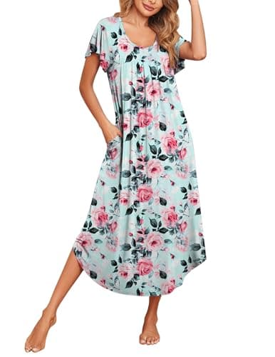 Ekouaer Soft Flare Sleeve Sleepshirt M-3XL