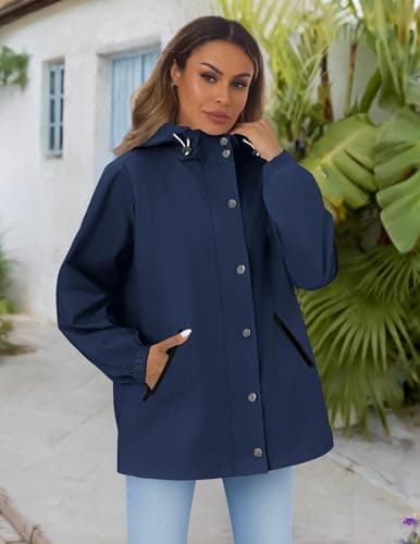 Zeagoo Women's Waterproof Rain Jacket with Hood - Lightweight Windbreaker Coated with Pockets