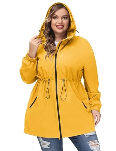 Hanna Nikole Women's Plus Size Long Hooded Raincoat