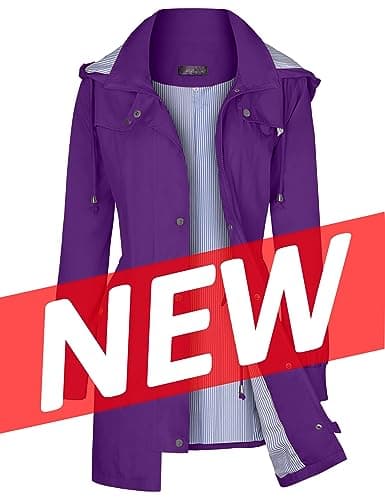 Bloggerlove Women's Lightweight Waterproof Raincoat with Hood S-XXL