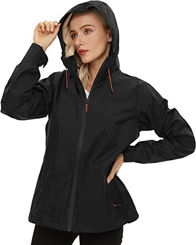 LeSies Women's Lightweight Waterproof Rain Jacket with Hood
