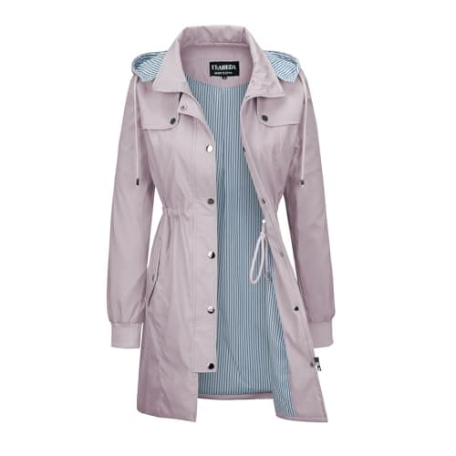 Yeabeda Women's Waterproof Raincoat with Hood Lightweight Windbreaker