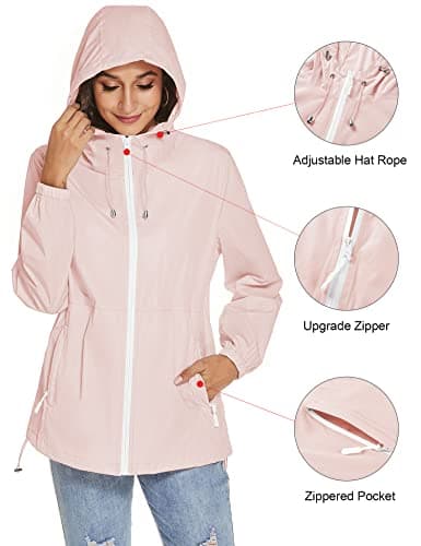 TCOT Women's Lightweight Waterproof Windbreaker Rain Jacket