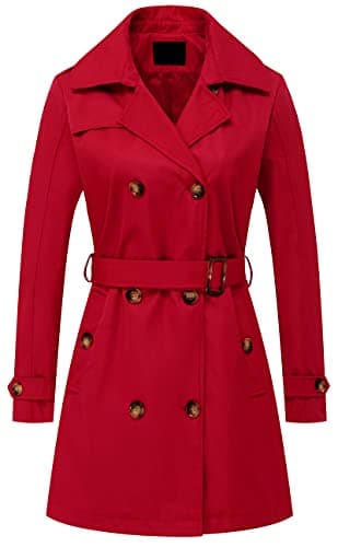 Chrisuno Women's Mid-Length Double Breasted Trench Coat with Hood