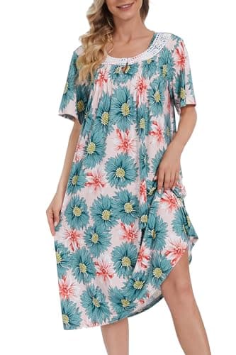 COSUNIONY Soft Cotton Nightgowns for Women with Pockets