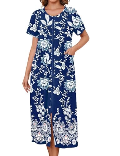 Bloggerlove Zipper Front Robes for Women House Coat with Pockets S-3XL  
Bloggerlove Zipper Front Robes for Women Lounge Wear Half Sleeve S-3XL  
Bloggerlove Zipper Front Robes for Women Nightgown with Pockets S-3XL