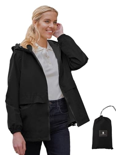 SaphiRose Lightweight Women's Waterproof Hooded Raincoat