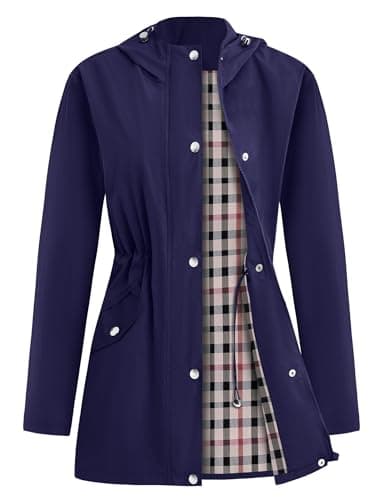 APRRAIN Women's Lightweight Waterproof Long Hooded Raincoat