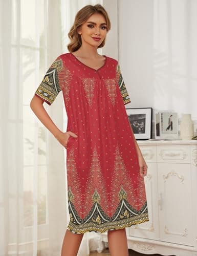 Moo Moos Floral Nightgowns for Women with Pockets