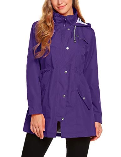 ZHENWEI Women's Lightweight Hooded Waterproof Outdoor Rain Jacket S-XXL