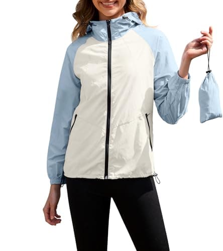 PITINAN Women's Waterproof Packable Rain Jacket with Hood S-XXL
