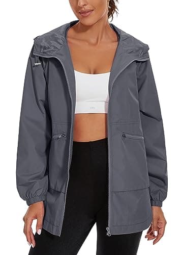 PESION Women's Waterproof Lightweight Raincoat with Pockets