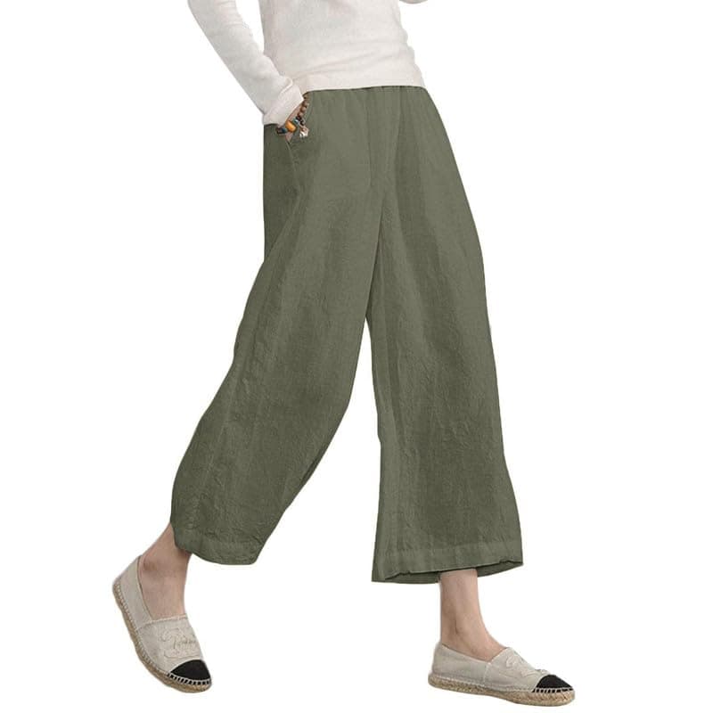 Sure, here's a refined and simplified version of the title:

ECUPPER Women's Loose Elastic Waist Cotton Cropped Wide Leg Pants