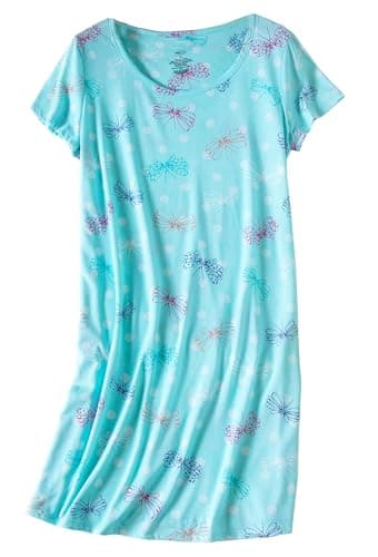 PNAEONG Women's Cotton Short Sleeve Nightgown Casual Print Sleepdress