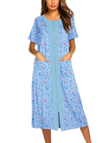 Ekouaer Soft Zipper Bathrobe for Women with Pockets