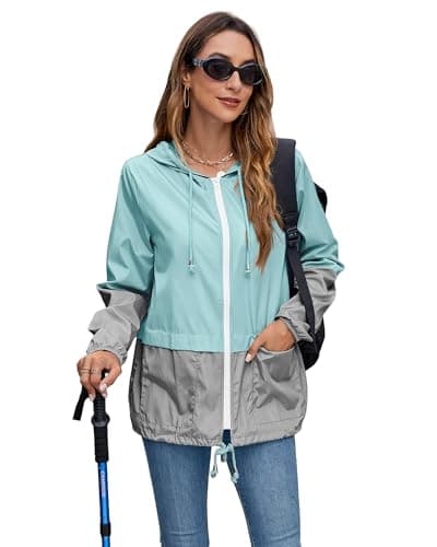 Hount Women's Lightweight Waterproof Hooded Raincoat Packable Outdoor Jacket (S-3XL)