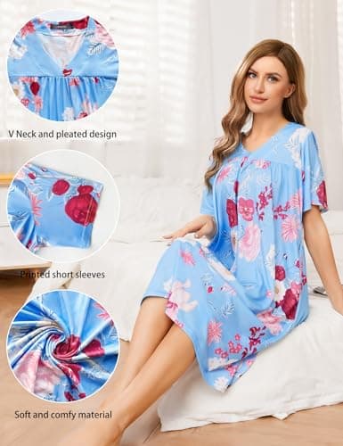 Bloggerlove Floral V-Neck Dress for Women - Lounging and Relaxing at Home