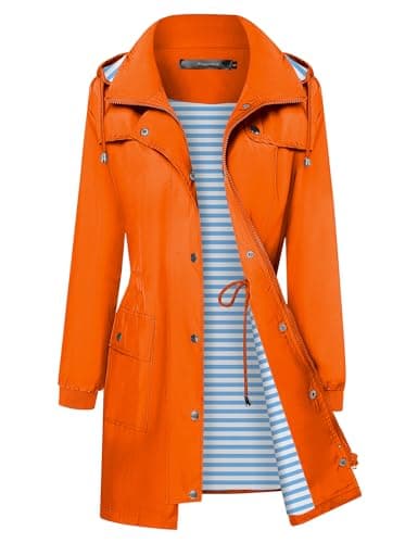 Bloggerlove Women's Lightweight Waterproof Raincoat with Hood S-XXL