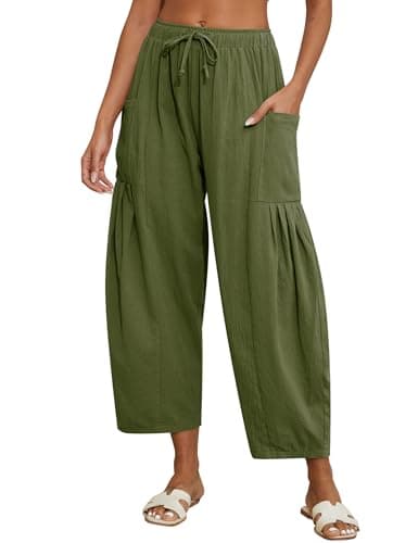 Marvmys Women's Lightweight Boho Linen Pants with Pockets