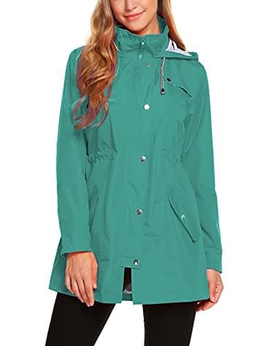 ZHENWEI Women's Lightweight Hooded Waterproof Outdoor Rain Jacket S-XXL