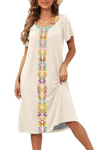 Disamer Women's Short Sleeve Floral Printed Sundress with Pockets