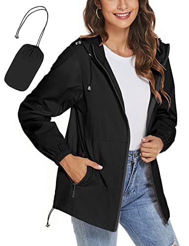 TCOT Women's Lightweight Waterproof Windbreaker Rain Jacket