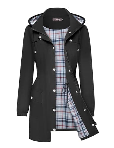 Women's Lightweight Raincoat | S-XXL Plaid Hooded Waterproof:Trench Coat by Bloggerlove