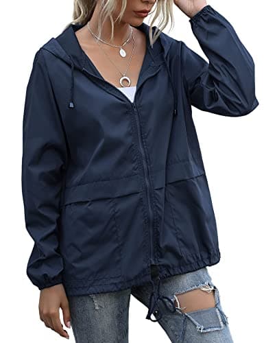 JMinger Women's Lightweight Waterproof Windbreaker Raincoat with Pockets S-XXL