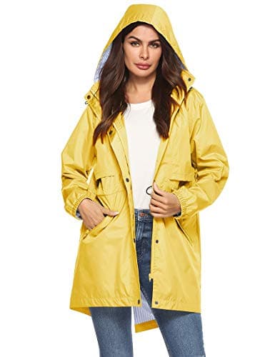 Womens Waterproof All-Weather Raincoat with Cinch Waist