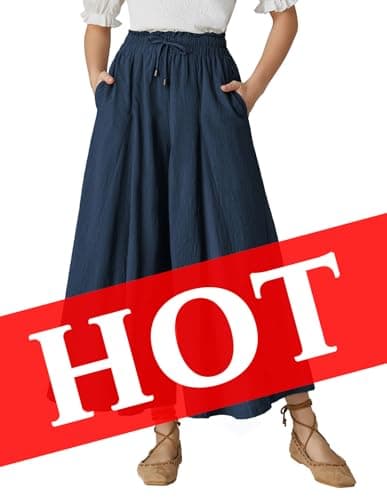 Scarlet Darkness Women's High Waist Wide Leg Linen Pants with Pockets