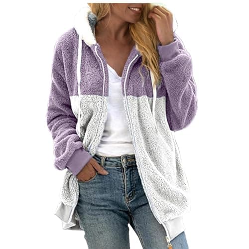 Refined Title: Women's Fashion Hooded Jacket with Drawstring, Zipper Pockets, and Plush Sweater Material