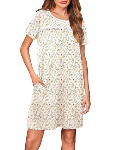 Soft Ekouaer Women's Short Sleeve Nightgown - S-2XL