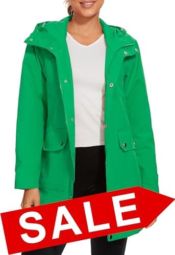 PESION Women's Waterproof Lightweight Raincoat with Pockets