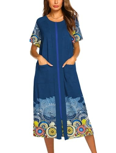 Ekouaer Soft Zipper Bathrobe for Women with Pockets