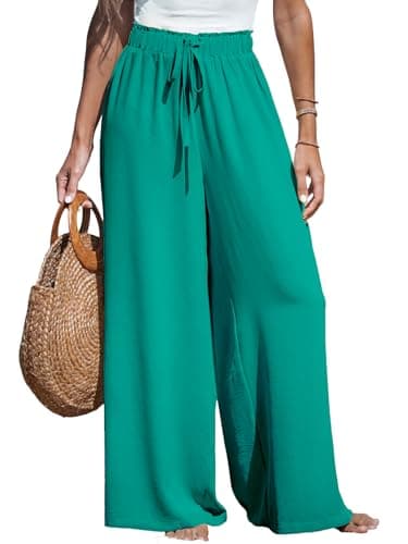 CUPSHE Women's High-Waisted Flowy Linen Palazzo Pants